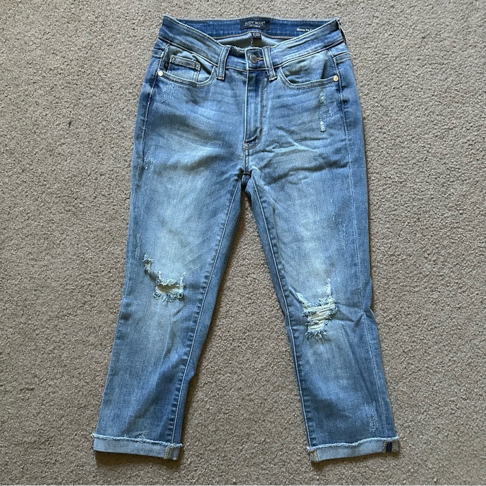 Judy Blue Skinny Fit Capris Jeans Distressed JB82249LT 1/25